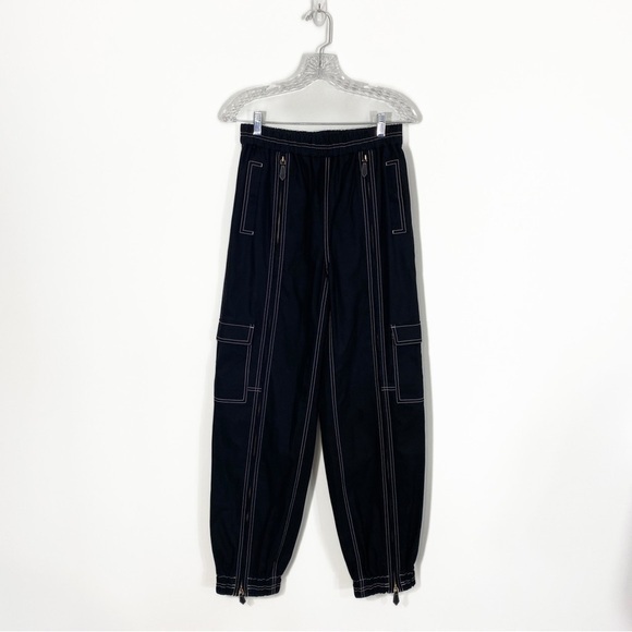 Burberry US 6 Maddie Zip Up Cargo Pants Black Contrast Stitch Zippers - Picture 4 of 16